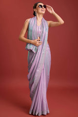 Lavender Organza Silk Swarovski Saree