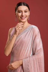 Pink Organza Silk Swarovski Saree