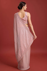 Pink Organza Silk Swarovski Saree