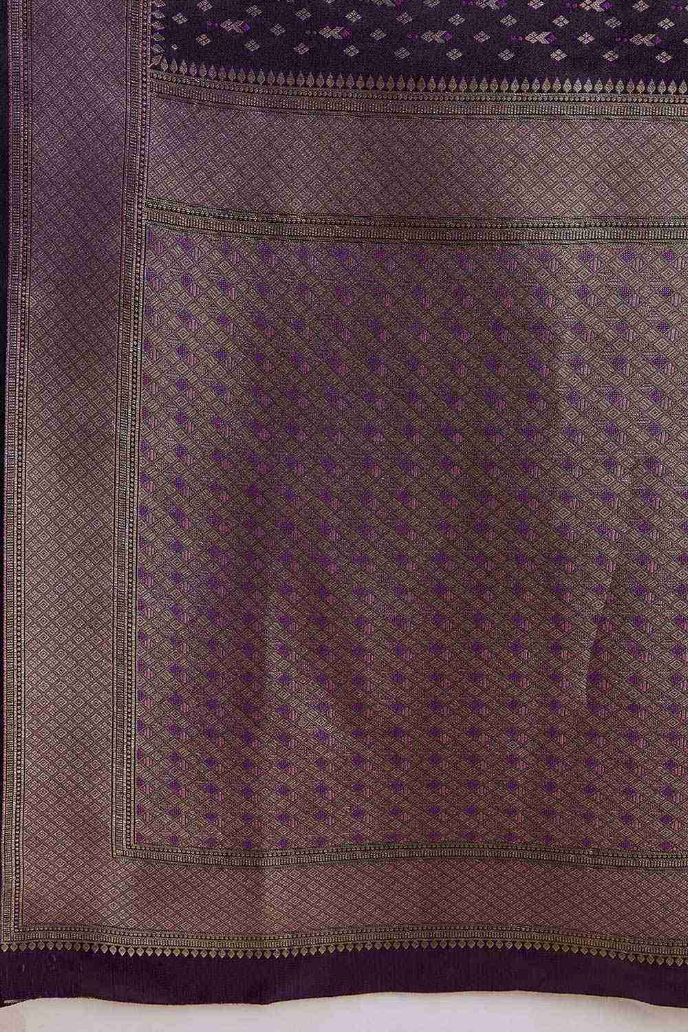 Dark Purple Color Zari Woven Banarasi Satin Silk Saree