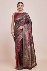 Maroon Banarasi Satin Silk Woven Saree