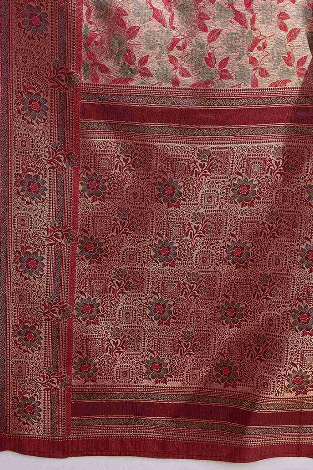 Maroon Banarasi Satin Silk Woven Saree