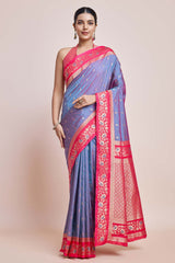 Violet Banarasi Satin Silk Saree