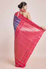 Violet Banarasi Satin Silk Saree