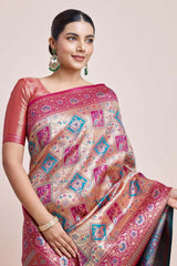 Magenta Dharmavaram Silk Saree With Zari Work