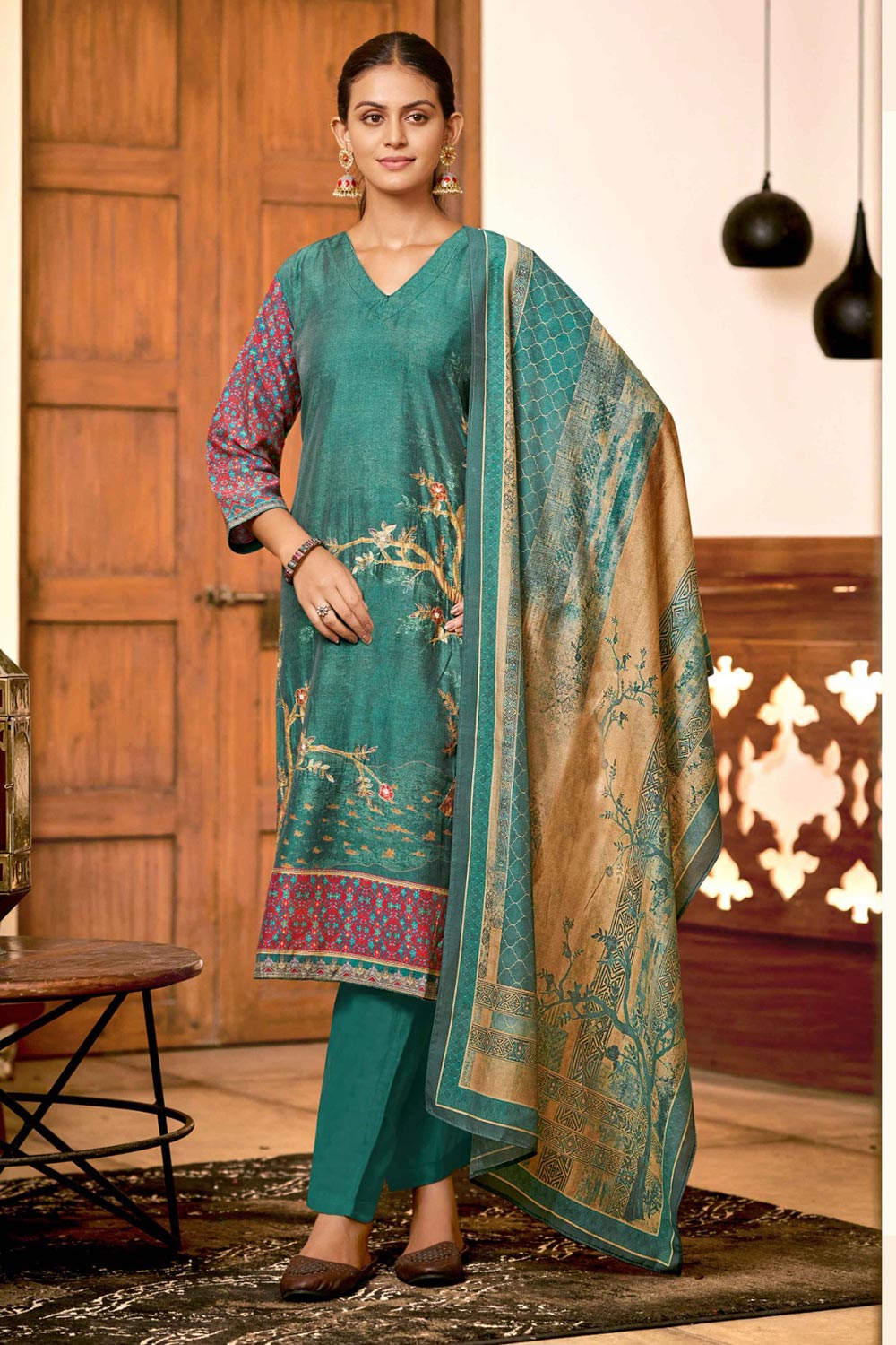 Green Viscose Silk Digital Printed Salwar Suit