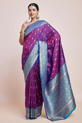 Purple Banarasi Satin Silk Saree