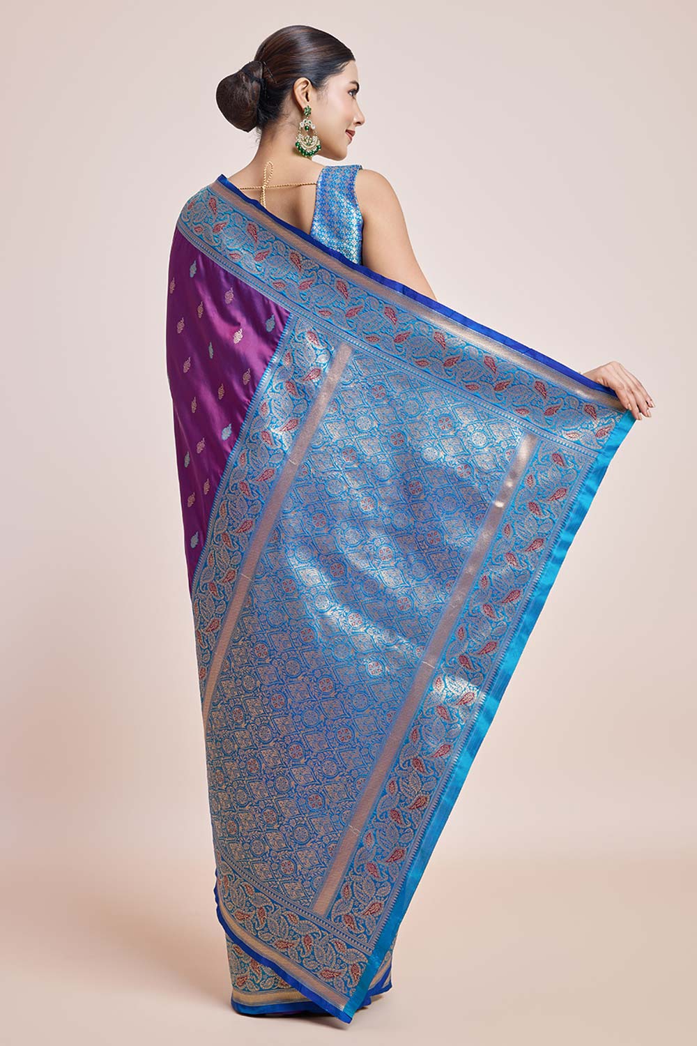 Purple Banarasi Satin Silk Saree