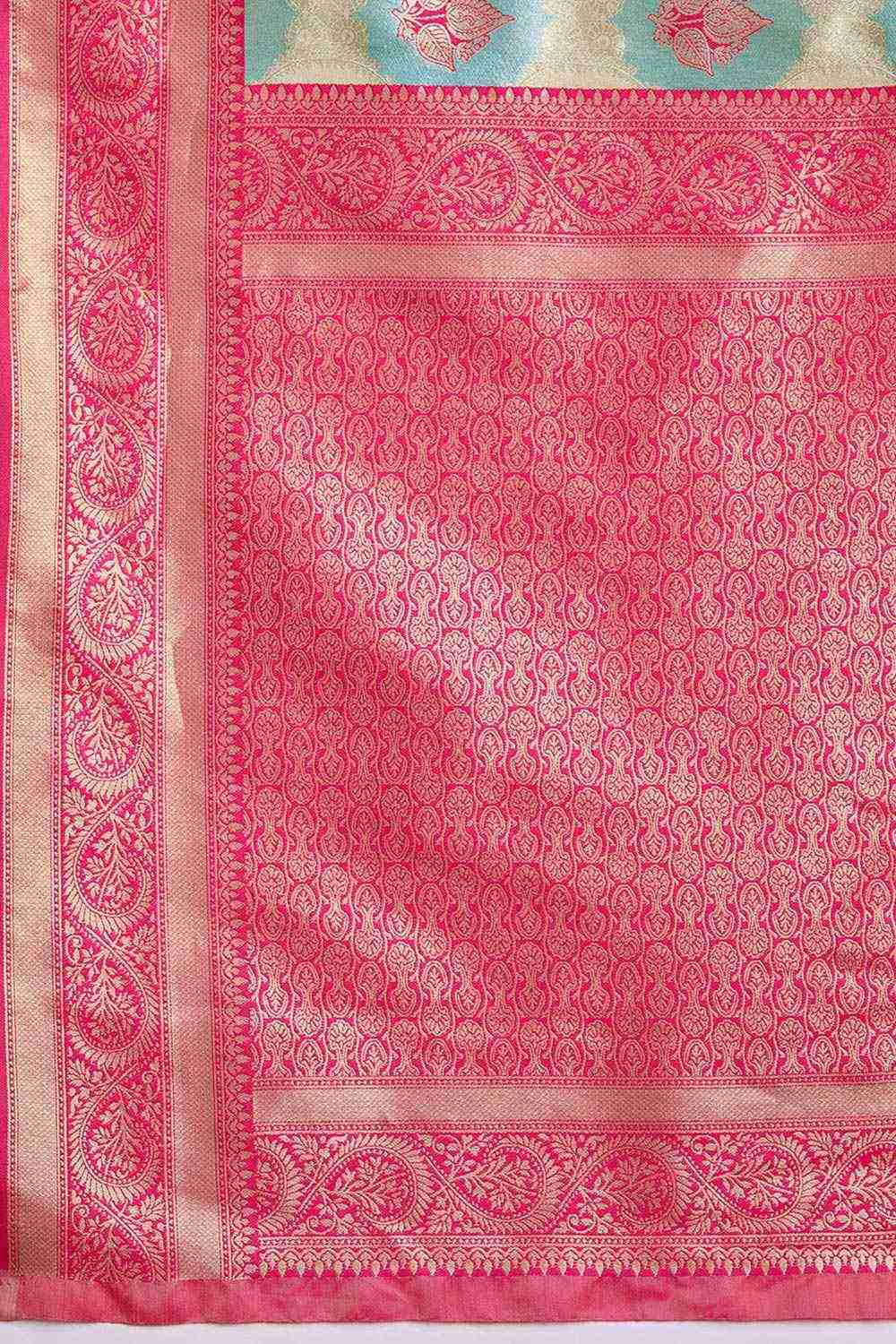 Pink And Cream Banarasi Silk Saree