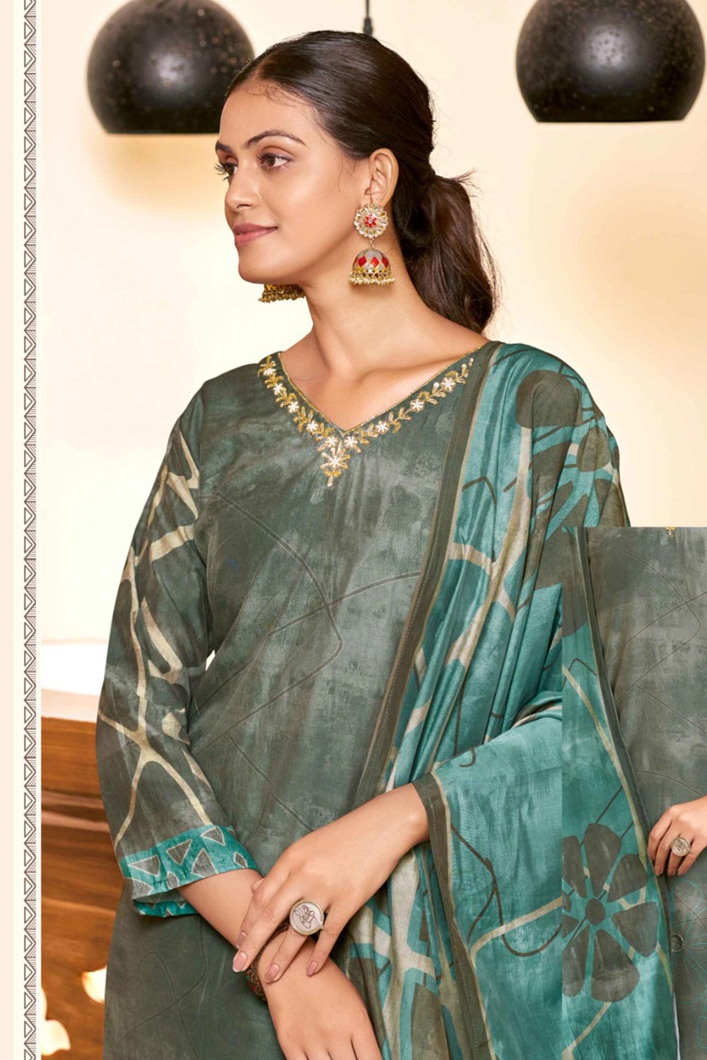 Green Viscose Silk Digital Printed Salwar Suit