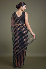 Sparkling Sequin Black Color Net Saree