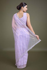 Lavender Soft Net Partywear Saree