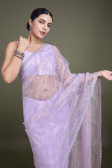 Lavender Soft Net Partywear Saree