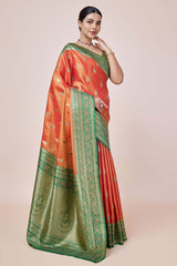 Zari Woven Banarasi Tissue Silk Orange Saree