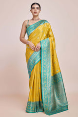 Zari Woven Banarasi Tissue Silk Yellow Saree