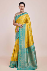 Zari Woven Banarasi Tissue Silk Yellow Saree