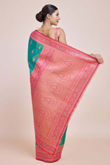 Zari Woven Banarasi Tissue Silk Turquoise Saree