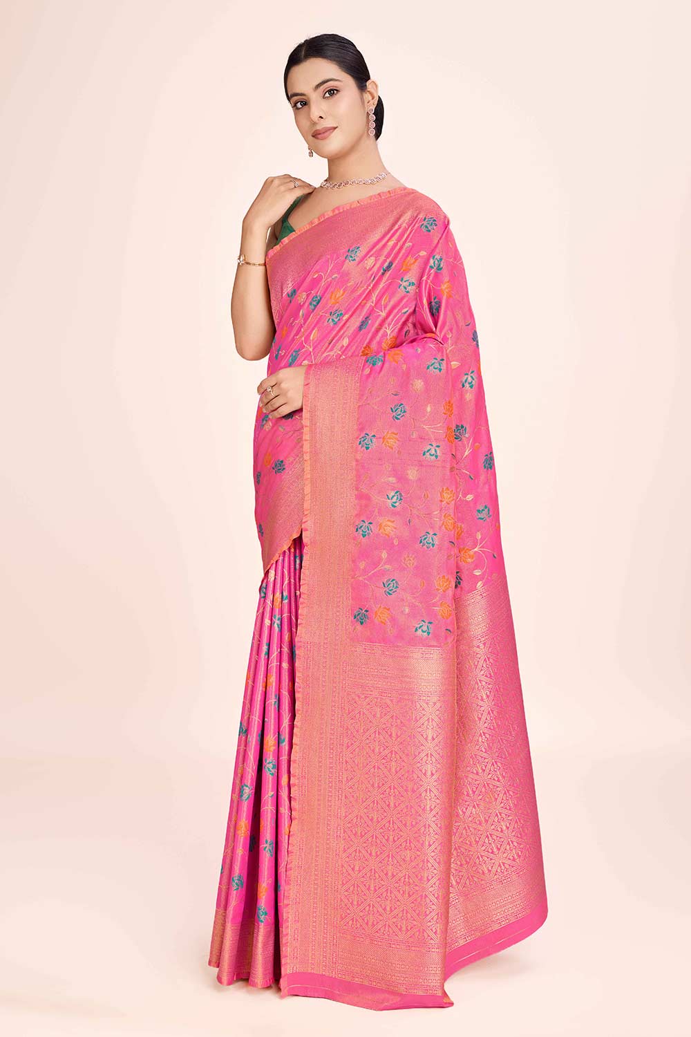 Light Pink Rich Look Banarasi Tissue Silk Saree