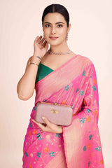 Light Pink Rich Look Banarasi Tissue Silk Saree