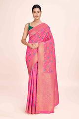 Light Pink Rich Look Banarasi Tissue Silk Saree