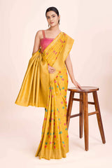 Yellow Rich Look Banarasi Tissue Silk Saree