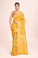 Yellow Rich Look Banarasi Tissue Silk Saree