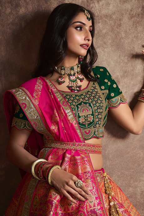 Peach Silk Sequence Zarkan Work Lehenga Choli Set