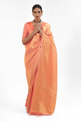 Kandini Silk Peach Woven Handloom Saree