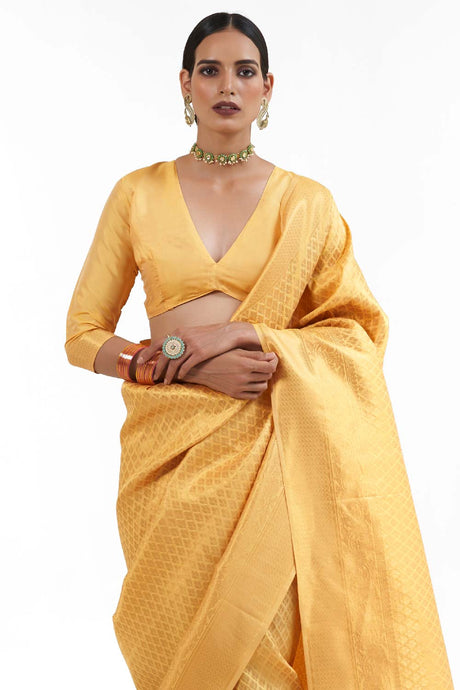 Kandini Silk Yellow Woven Handloom Saree