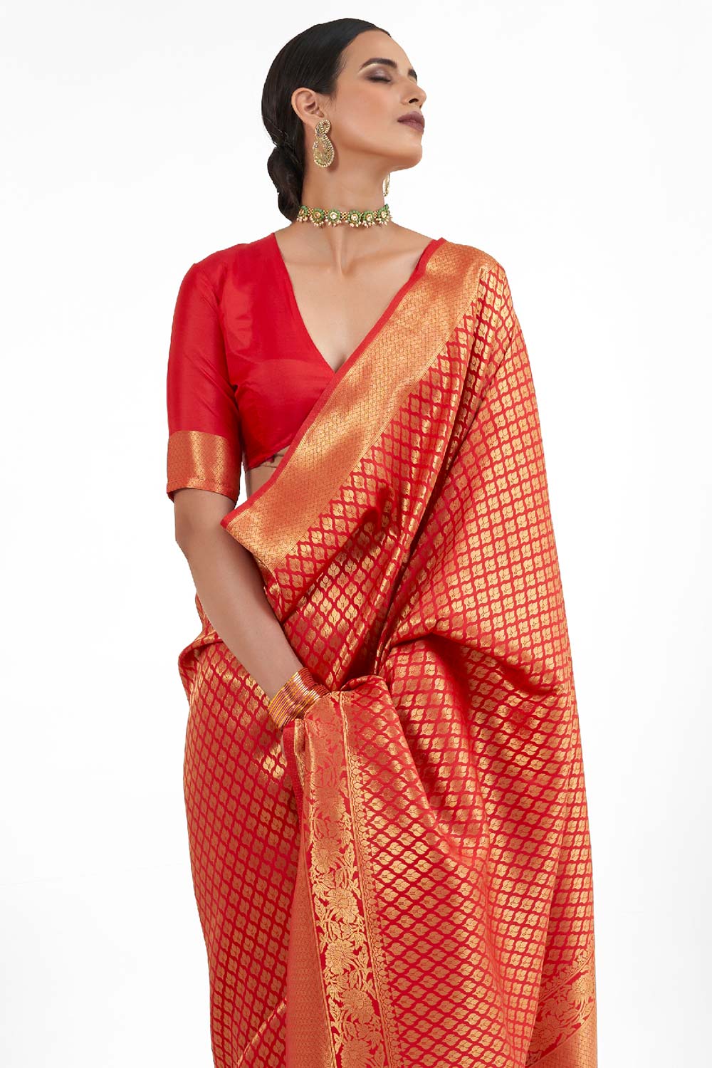 Kandini Silk Red Woven Handloom Saree