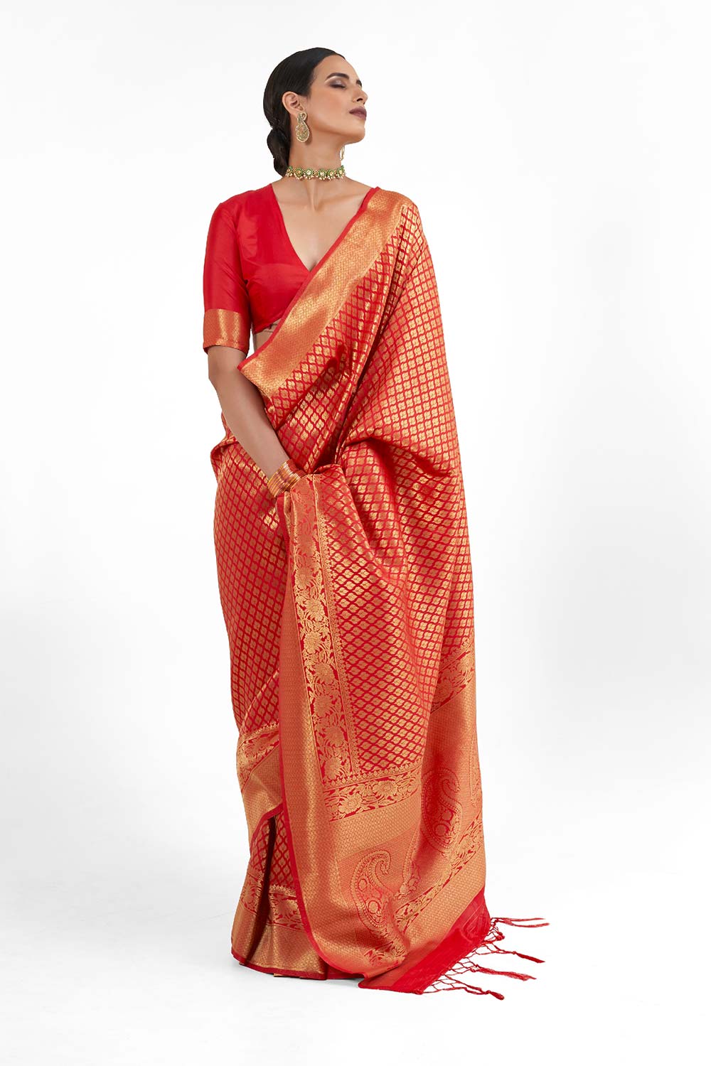 Kandini Silk Red Woven Handloom Saree