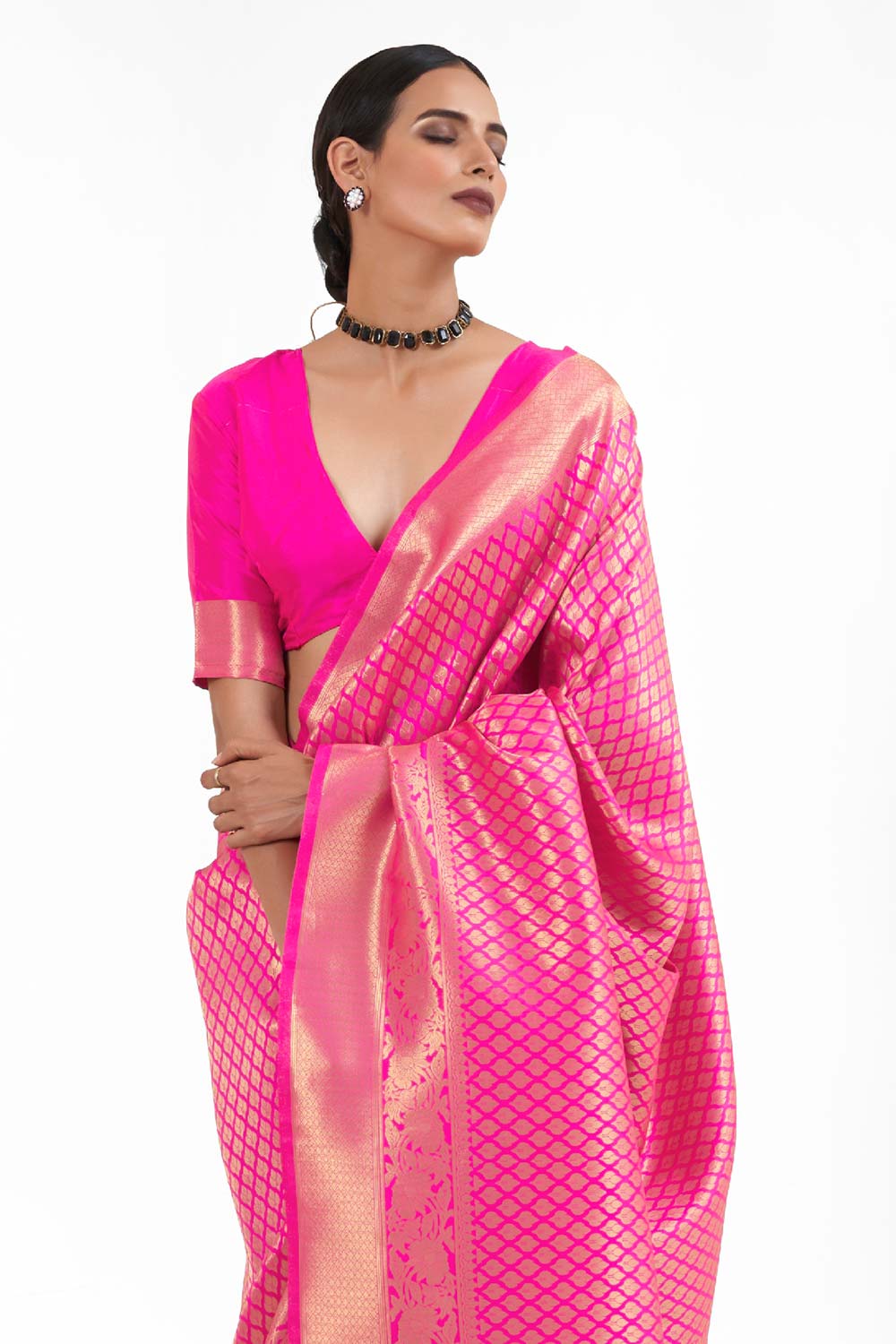 Kandini Silk Purple Woven Handloom Saree