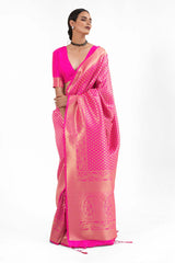 Kandini Silk Purple Woven Handloom Saree