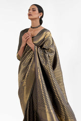 Kandini Silk Brown Woven Handloom Saree