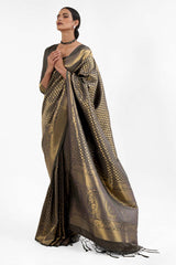 Kandini Silk Brown Woven Handloom Saree