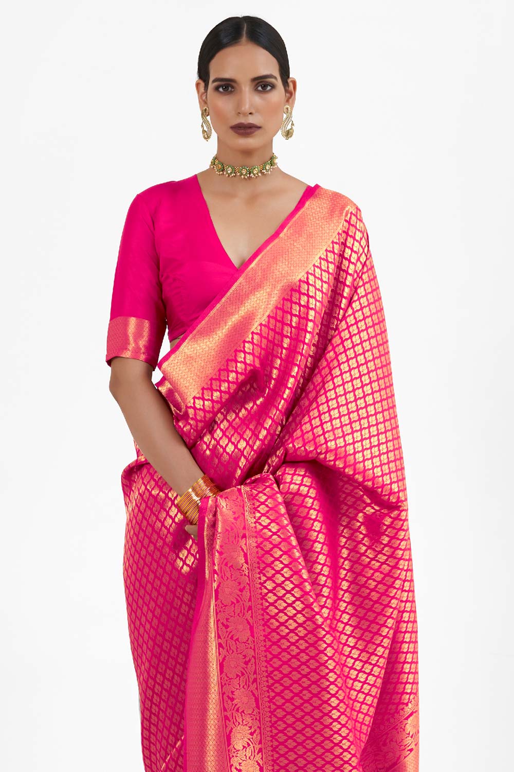 Kandini Silk Purple Woven Handloom Saree