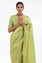 Kandini Silk Green Woven Handloom Saree