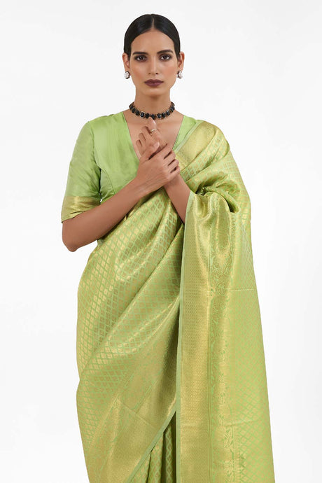 Kandini Silk Green Woven Handloom Saree