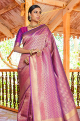 Kandini Silk Purple Woven Handloom Saree