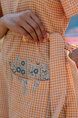 Orange Checkerd Print Pure Cotton Dress