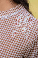 Brown Checkered Print Pure Cotton Top