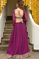 Purple Georgette Zari Work Lehenga Choli