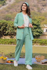 Green Embroidered Cotton Co-Ord Sets