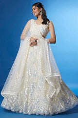 White Soft Net Embroidered Lehenga Choli