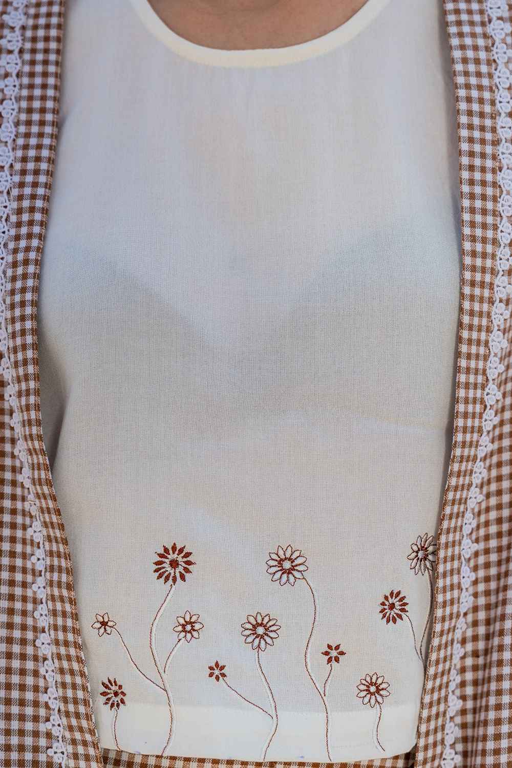 Brown Embroidered Cotton Co-Ord Sets