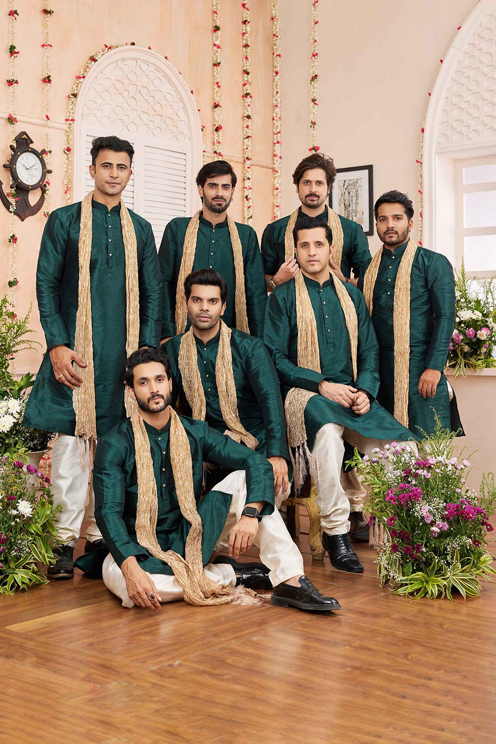 Green Art Silk Solid Kurta Pajama Set