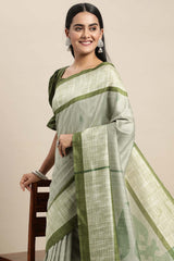 Wilda Green Bhagalpuri Printed Saree