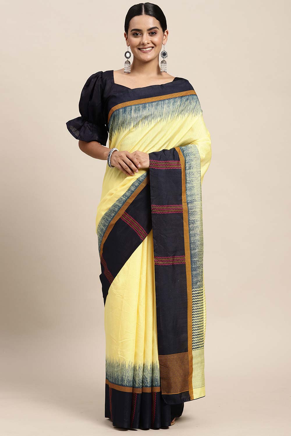 Wilda Yellow Bhagalpuri Printed Saree