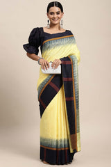 Wilda Yellow Bhagalpuri Printed Saree