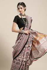 Wilda Grey Bhagalpuri Printed Saree